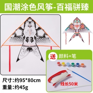 新款国潮涂色绘画风筝手工diy材料包儿童小礼物玩具空白美术涂鸦