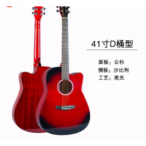 41寸亮光民谣吉他guitar云杉面板成人民谣木吉他面单原声乐器