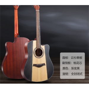 单板吉他41寸云杉桃花芯哑光民谣吉他面单木吉他厂家