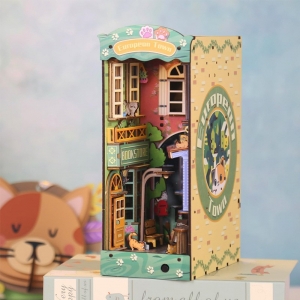 木质立体书立小屋创意手工拼装玩具儿童益智diy书立节日书架礼品
