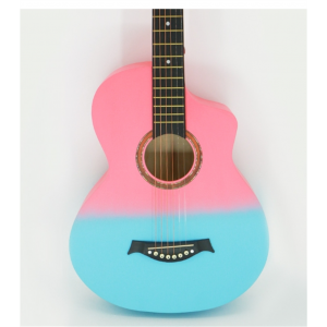 木吉他Guitar镀铬三联排乐器外贸38寸全椴木亮木民谣吉他