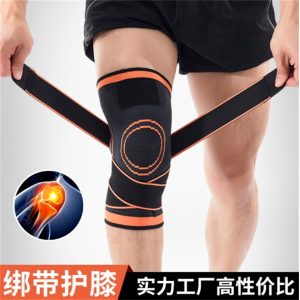 绑带运动护膝登山健身透气立体编织护具保护膝盖防滑篮球装备跨境