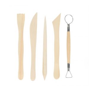 美术用品泥塑5件套五木质陶艺刀软陶塑刀陶泥塑工具修胚五件套