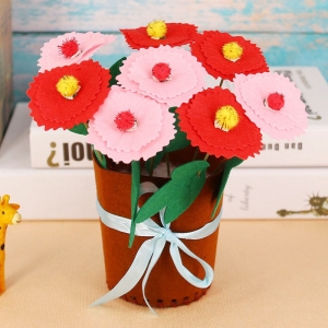 不织布diy花盆布艺盆栽 儿童新年亲子手工花束制作康乃馨材料包