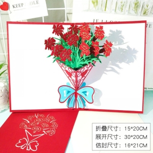 3D创意立体贺卡新年康乃馨手工贺卡太阳花玫瑰百合花束祝福卡片