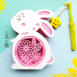 新年不织布兔子花灯手提发光儿童灯笼手工diy制作材料包