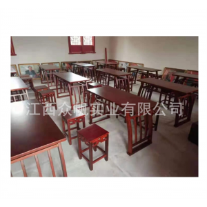 实木国学书法桌新中式双人书画古琴桌仿古马鞍桌学习课桌椅培训桌