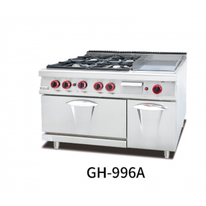 杰冠GH-996A立式四头煲仔炉连扒炉连焗炉GH-796A商用液化气不锈钢
