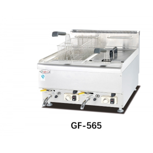 商用杰冠GF-565台式双缸双筛燃气炸炉545商用不锈钢单缸油炸