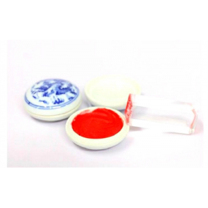 6cm青花瓷印泥30g朱砂印泥文房四宝学生书法绘画印章使用