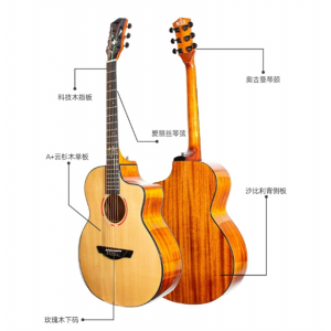 单板吉他41寸亮光靠手入门民谣古典木吉他面单电箱guitar