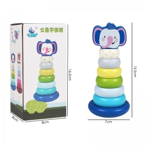 大象不倒翁 层层叠套塔1-3岁益智启蒙木制CR玩具套套乐