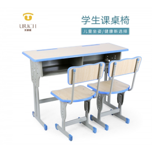 新款学生课桌椅 双人学生舒适靠背课桌椅儿童学习桌 批发