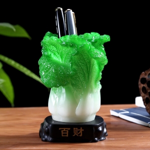 树脂工艺品玉白菜笔筒白菜摆件送老师同学节日礼物 商务礼品定制