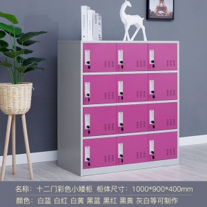 十二门书包柜物品存放柜彩色更衣柜学生书包存放柜子