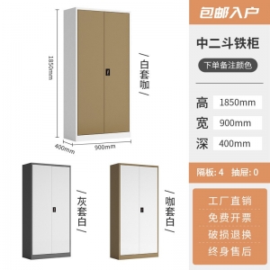 对开门文件柜办公室铁柜子储物柜更衣带锁矮柜钢制收纳资料档案柜铁皮柜