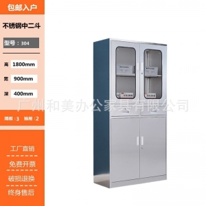 中二斗器械柜钢制收纳资料档案柜铁皮柜文件柜医院药品存放柜