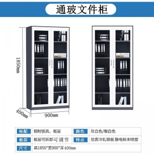 对开门文件柜办公室铁柜子储物柜更衣带锁矮柜钢制收纳资料档案柜铁皮柜