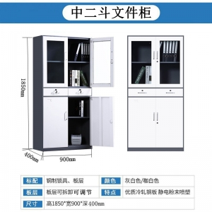 中二斗器械柜钢制收纳资料档案柜铁皮柜文件柜办公室铁柜子