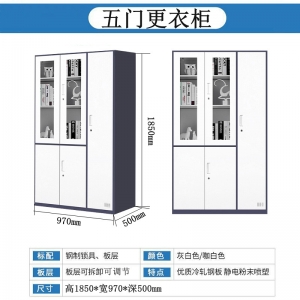 五门更衣柜+文件柜组合更衣柜员工柜储物柜铁皮柜厂家批发