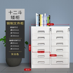 抽屉式零件整理柜储物柜矮柜文件柜铁皮柜办公室a4档案凭证柜