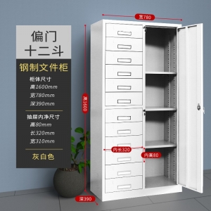 偏门十二斗柜a4档案凭证柜零件整理柜储物柜铁皮柜办公室专用