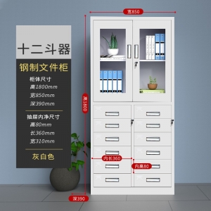12斗器械柜带锁矮柜钢制收纳资料档案柜铁皮柜文件柜办公室储物柜批发
