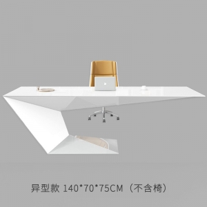 时尚白色办公桌椅组合烤漆异形老板桌总裁桌创意大班台经理主管桌