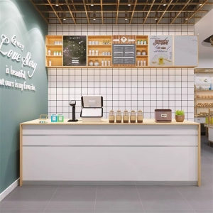 收银台前台桌接待台吧台店铺小型奶茶店美容院柜台超市水果店简约