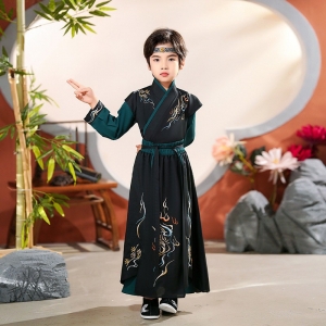 2024春秋新款男童汉服改良款刺绣中国风唐装公子服演出服厂家直销