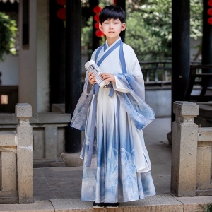 汉服男童春秋唐装儿童古装中国风帅气国学服少爷服套装演出服批发
