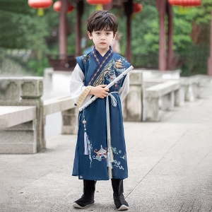 男童汉服2024春秋新款中国风帅气高级武侠儿童古装国学演出服批发