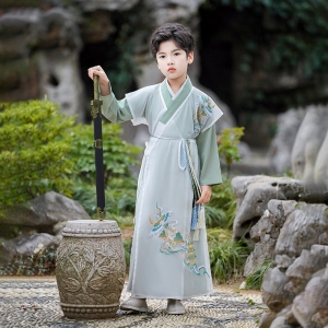 男童汉服2024春秋款儿童原创高端走秀演出服男孩改良国风唐装批发