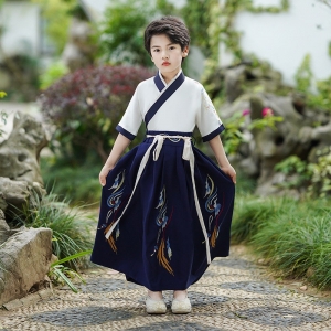 汉服男童2024新款夏季中国风儿童古装薄款唐装古风帅气演出服批发
