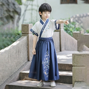 男童汉服2024新款夏季薄款短袖儿童古装中国风高端唐装演出服批发