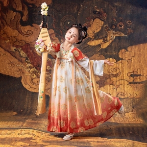 汉服女童2024春秋新款中国风儿童古装襦裙敦煌飞天演出服