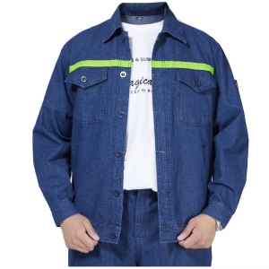 春夏牛仔工作服套装男电焊焊工耐磨劳保工服电工工地汽修衣服定制