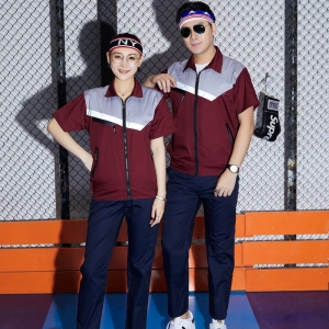 短袖工作服男夏季套装女薄款劳保服工地上衣透气印logo定制