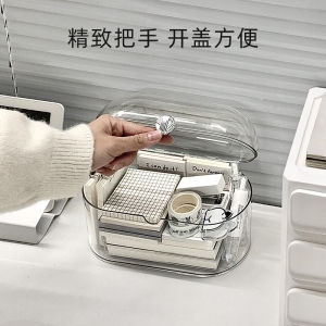桌面透明文具收纳盒办公室宿舍杂物护肤品面膜美甲油化妆品整理盒