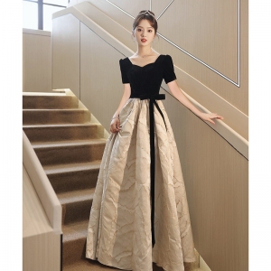 晚礼服裙女黑色轻奢小众法式声乐艺考成人礼主持人演出礼服