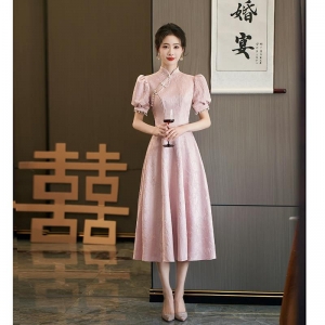 新中式小礼服女2024新款旗袍敬酒服结婚订婚连衣裙宴会礼服