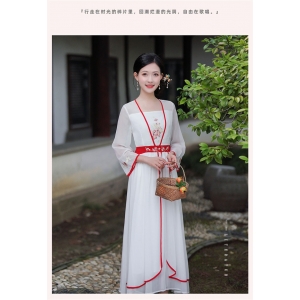 夏新款复古改良汉服绣花大摆裙连衣裙女装古风仙气少女感禅舞服