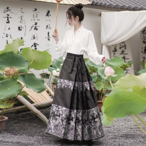 春夏新款改良飞机袖新中式国风马面裙半身裙重工刺绣日常通勤套装
