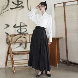 复古禅舞服飞机袖新中式国风衬衣马面裙日常百搭通勤女装汉服套装