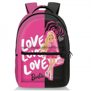 新品 barbie学生双肩包芭比公主印花全副书包大容量电脑背包