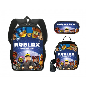 新款roblox书包三件套罗布乐思周边涤纶单层笔袋午餐包双肩包套餐
