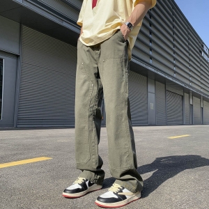 男装#美式复古伐木裤男高街vibe风潮牌宽松直筒休闲工装裤子