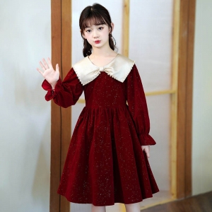 女童秋装连衣裙2024新款小女孩洋气公主裙儿童秋冬长袖加绒裙子女