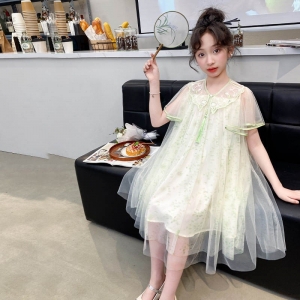古风连衣裙女童夏装旗袍2024新款大童女孩洋气纱裙国风汉服公主裙