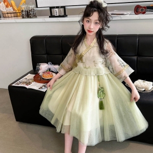 2024夏装女童韩服裙子夏季女孩公主裙儿童国风连衣裙女大童旗袍夏
